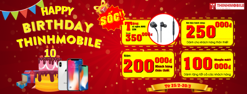 Thịnh Mobile khuyến mãi đặc biệt nhất mừng sinh nhật 10 tuổi